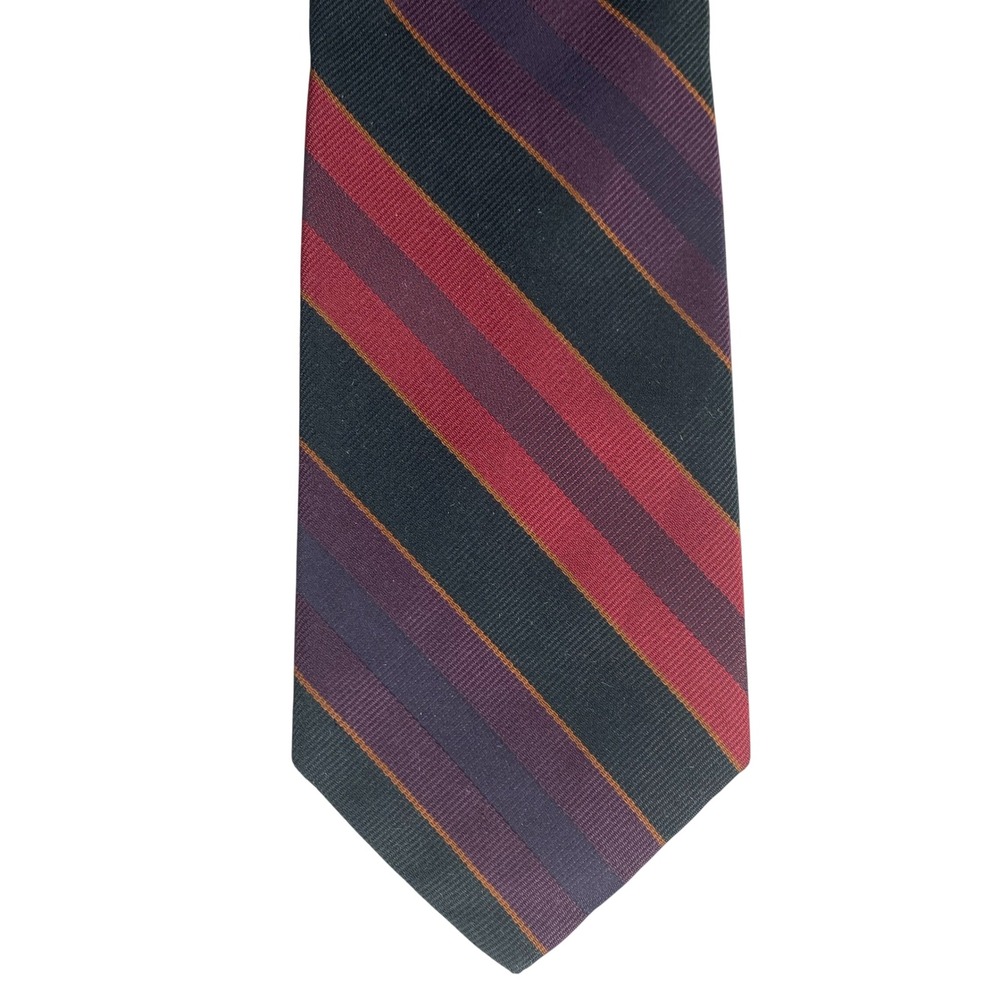 VTG Off The Peg Shadyside Silk Tie Mens Black Red Purple Repp Stripe 55x3.25